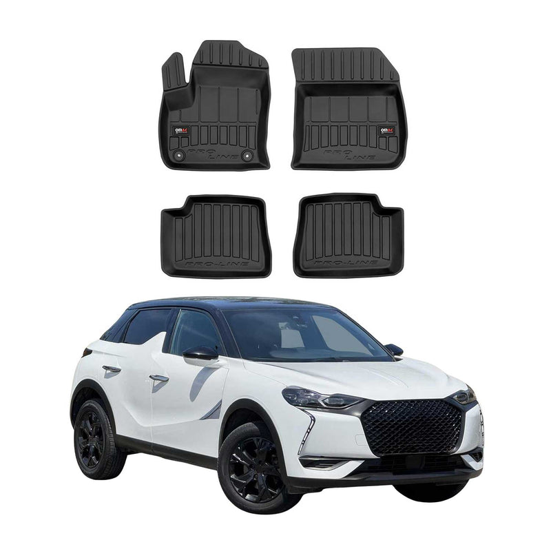 Tappetini auto E-Tense per DS 3 Crossback 2018-2025 in TPE Nero, 4 pezzi