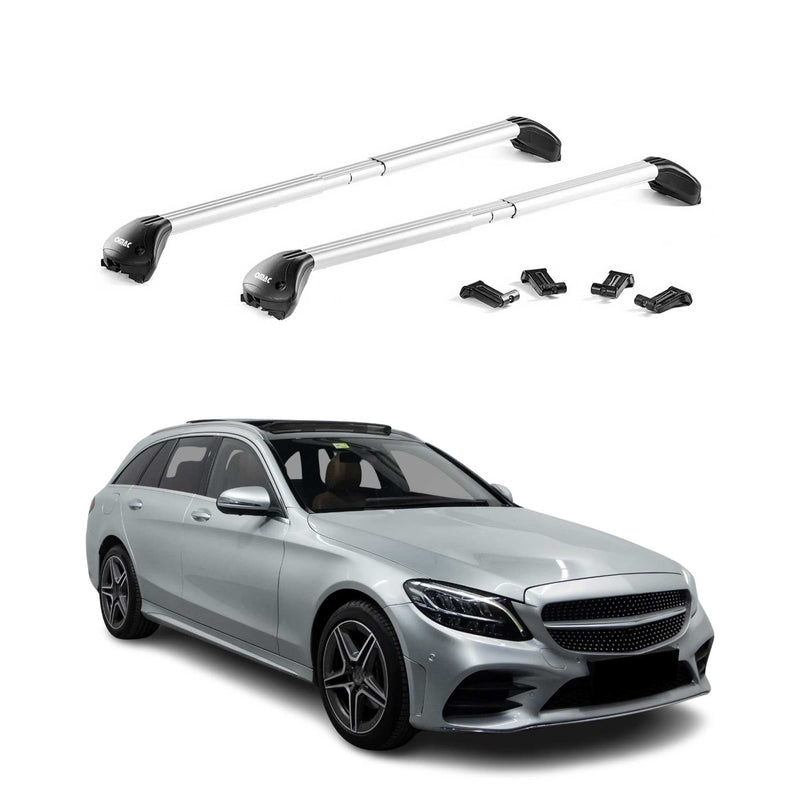 Portapacchi da tetto per Mercedes Classe C Wagon S205 2015-2021 Alu 2x ABE