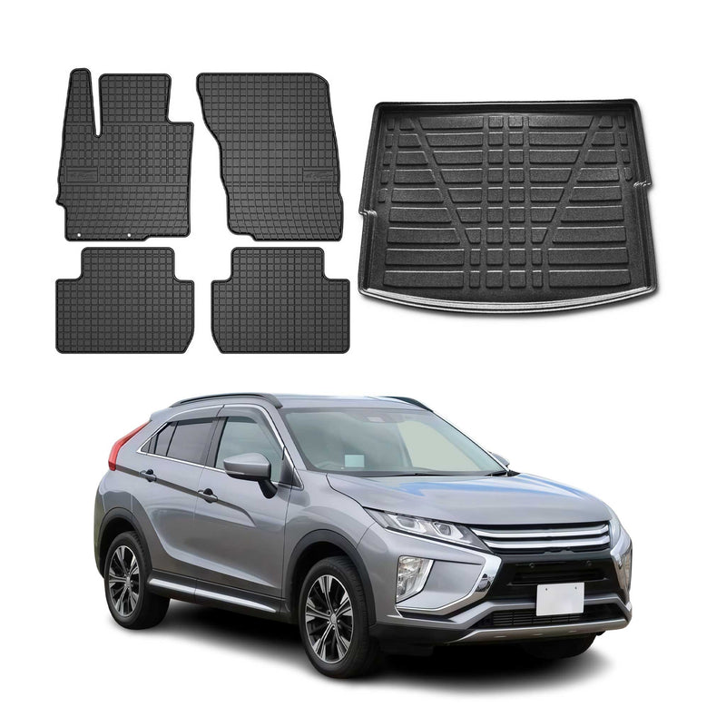 Set tappetini e vaschetta per bagagliaio per Mitsubishi Eclipse Cross 2018-2025 in gomma 5 pezzi