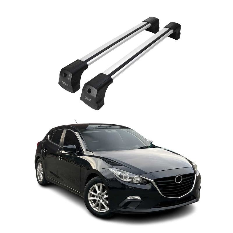 Portapacchi da tetto per Mazda 3 BM Hatchback 2013-2019, portapacchi base grigio alluminio