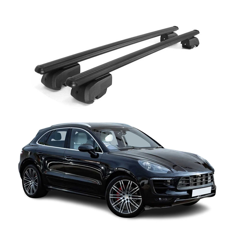 Portapacchi da tetto per Porsche Macan 95B 2014-2023 ABE alluminio nero 2 pezzi