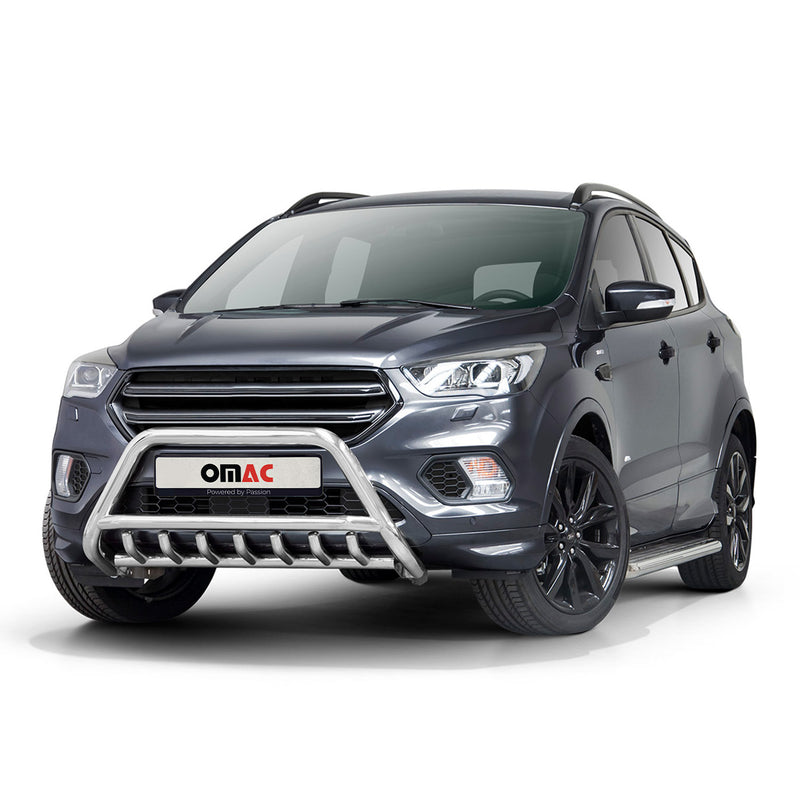 Barra di protezione anteriore in acciaio inox per Ford Kuga 2017-2025 con protezione ABE argento