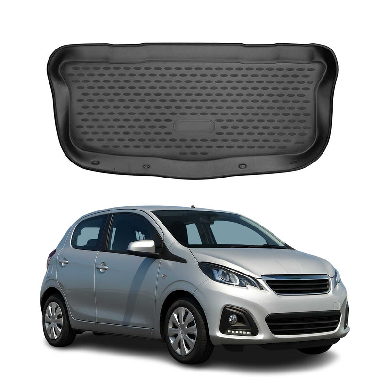 Tappetino per bagagliaio per Peugeot 108 2014-2022 5 porte in gomma TPE nero