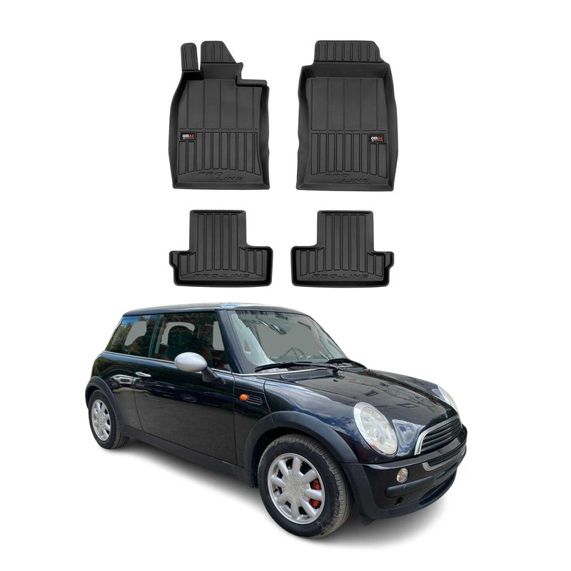 Tappetini Mini Cooper e One R50 R52 R53 2001-2006 in TPE nero, 4 pezzi