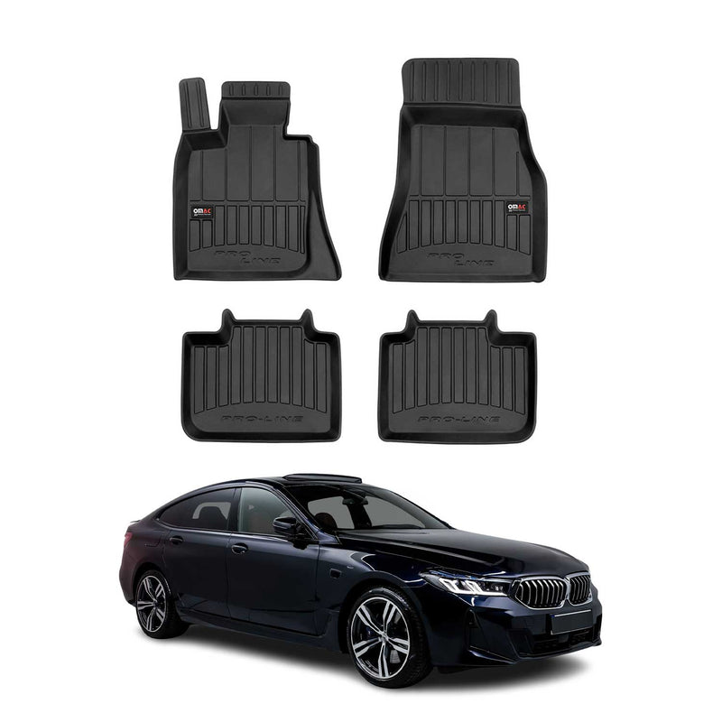 Tappetini in TPE neri per BMW Serie 6 Gran Turismo G32 2017-2025, 4 pezzi.
