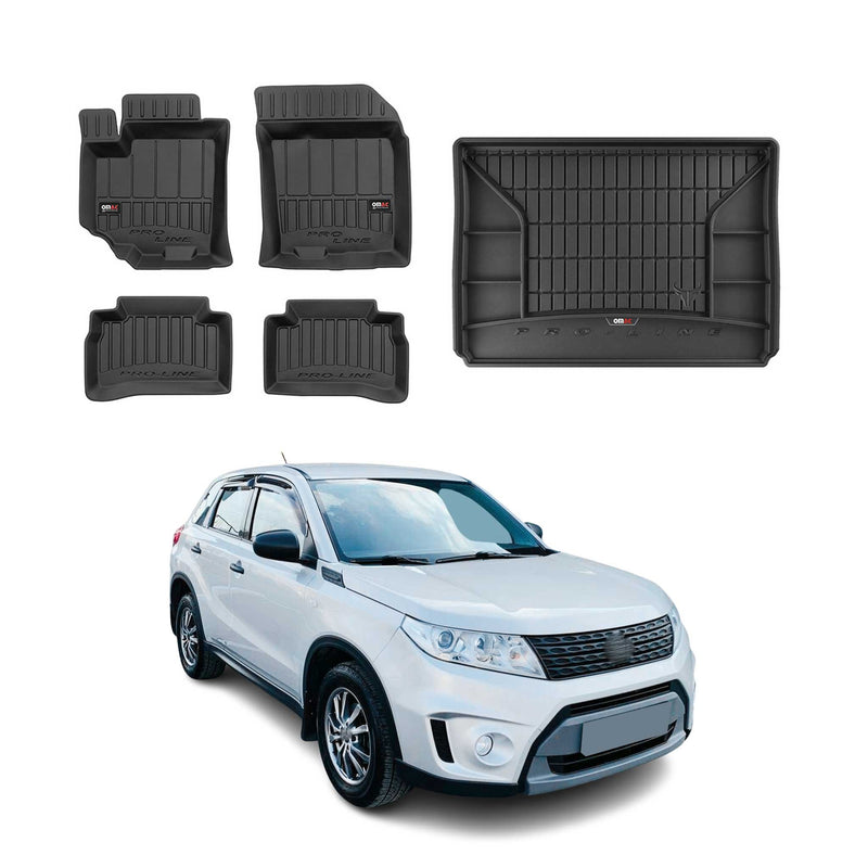 Set di tappetini e vaschette per bagagliaio OMAC per Suzuki Vitara 2014-2025 in gomma, 5 pezzi