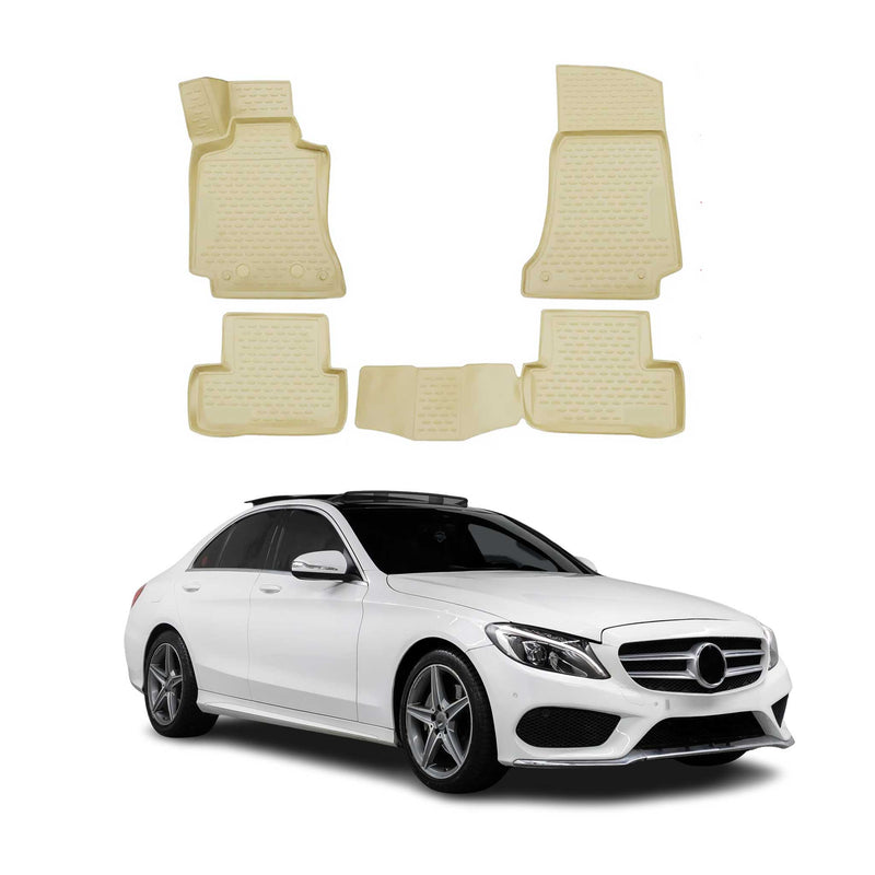 Tappetini in TPE beige per Mercedes Classe C W205 2014-2021, 4 pezzi