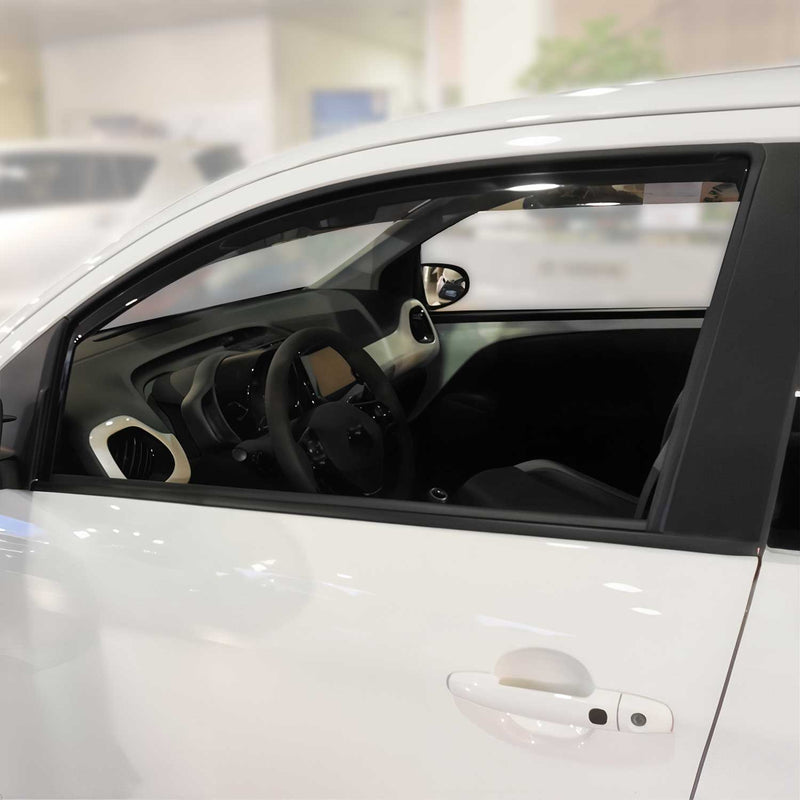 Deflettore antivento e antipioggia per Peugeot 108 2014-2024 5 porte in acrilico scuro, 2 pezzi