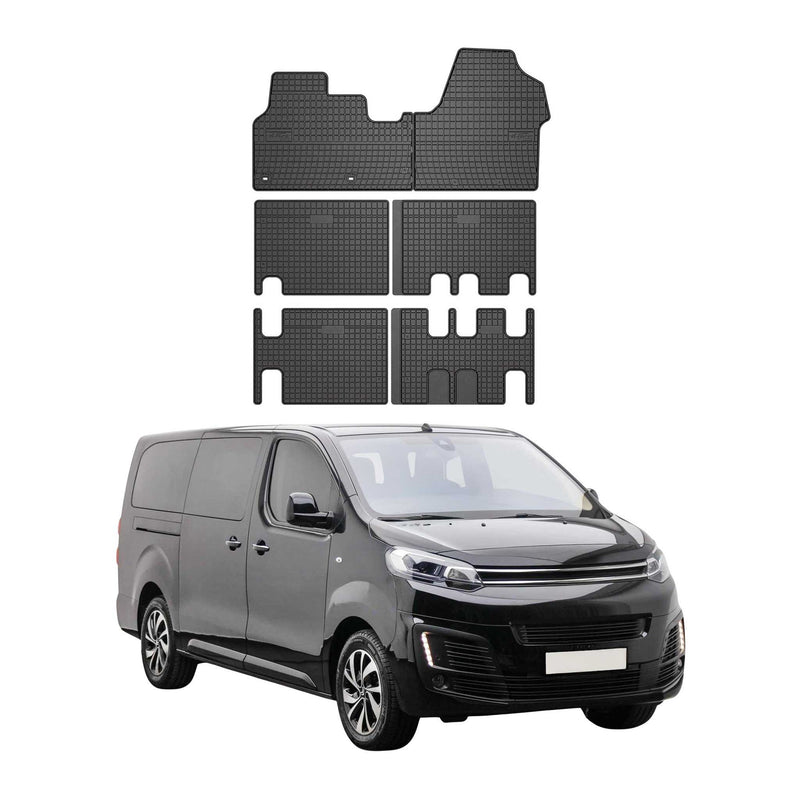Set tappetini e vaschetta per bagagliaio per Citroen Jumpy 2016-2025 in gomma 3D TPE Nero