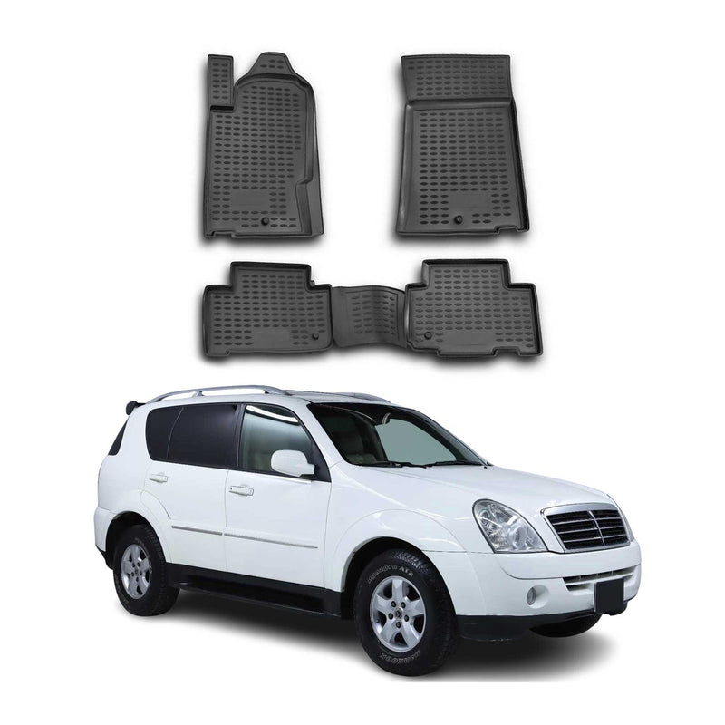 Tappetini per Ssangyong Rexton 2001-2006 in TPE nero, 4 pezzi
