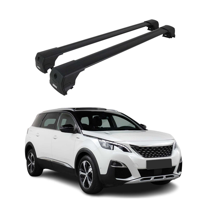 Portapacchi da tetto per Peugeot 5008 2017-2025 ABE alluminio nero