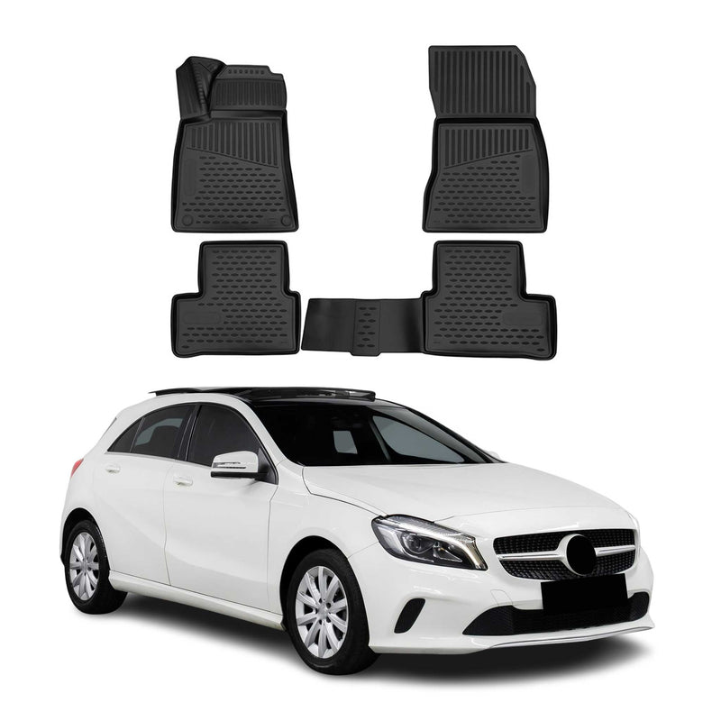 Tappetini OMAC per Mercedes Classe A W176 2015-2018 in TPE, neri, 4 pezzi