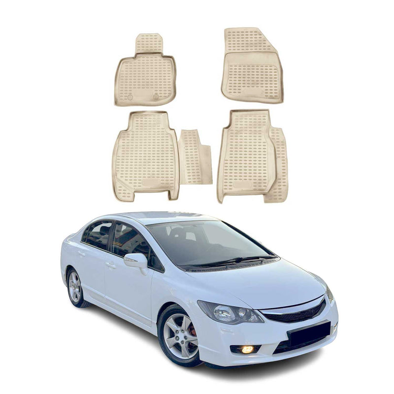 2005-2011 Honda Civic Fußmatten TPE Beige 4 tlg