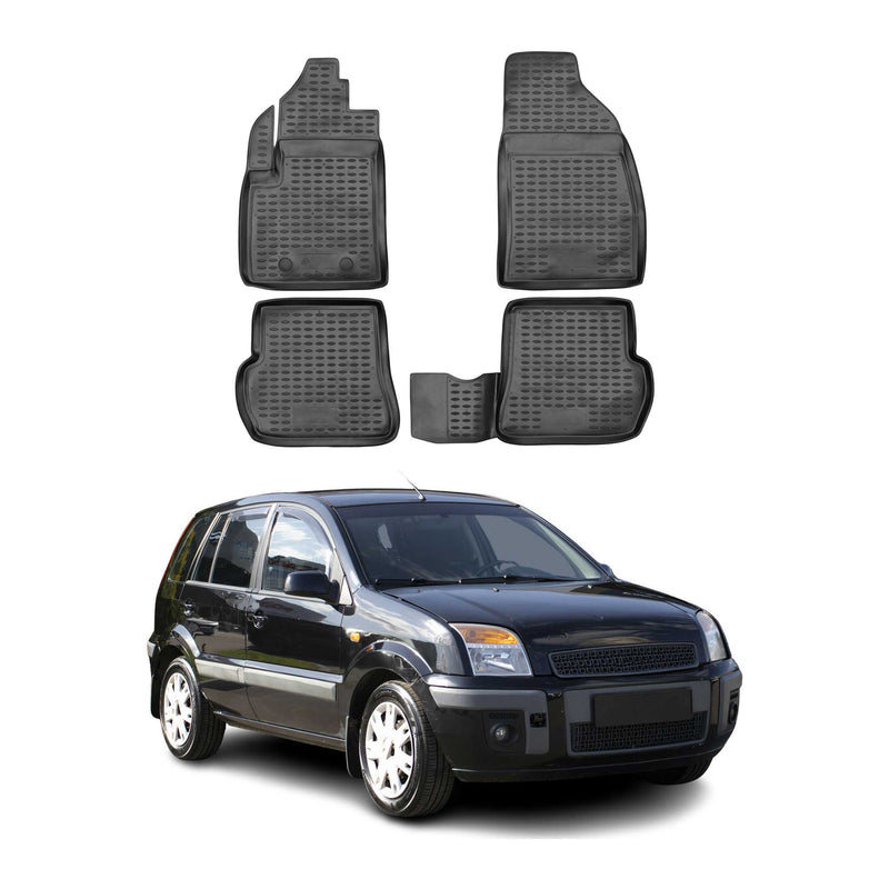 Tappetini Ford Fusion 2002-2012 in TPE nero, 4 pezzi