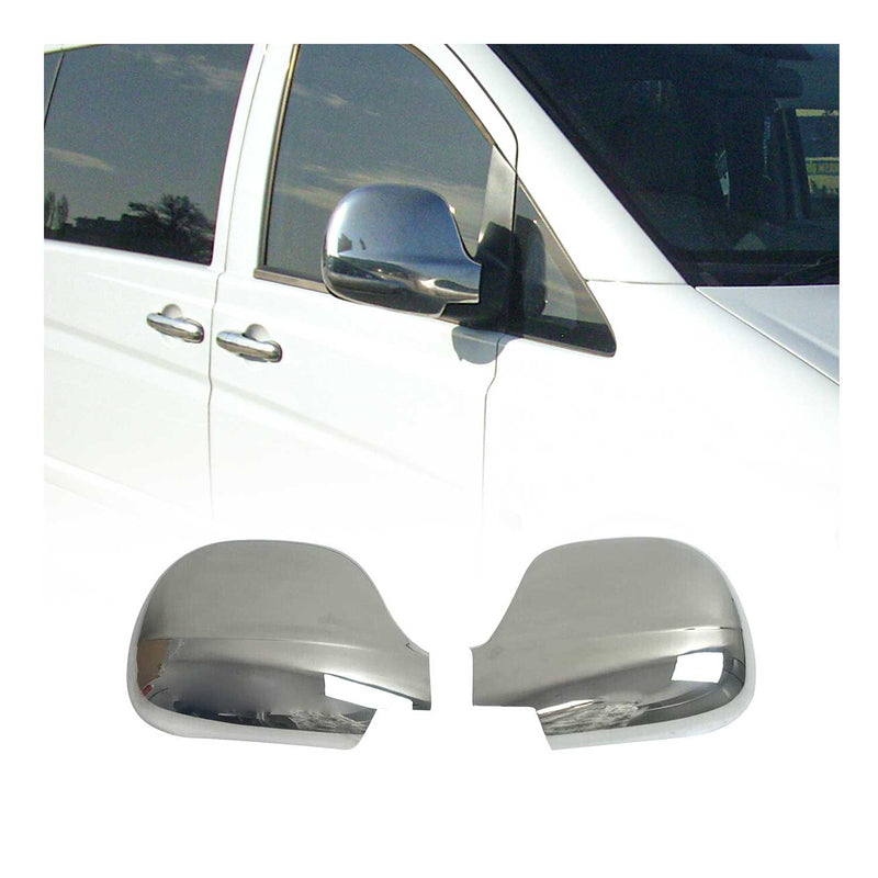 Calotte specchietti retrovisori per Mercedes Vito W639 2003-2010 in acciaio inox argento