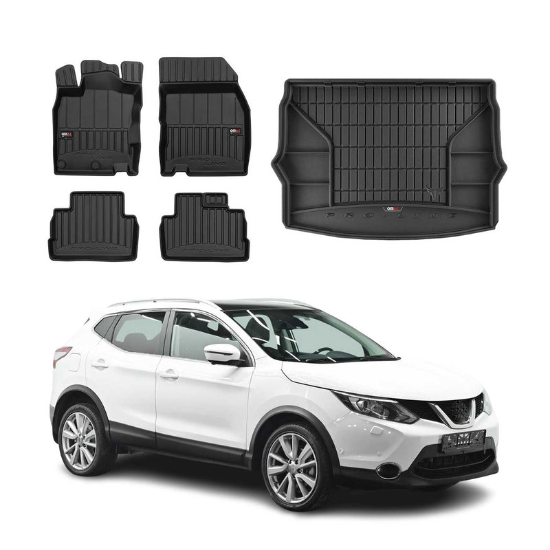 Set di tappetini e vaschette per bagagliaio OMAC per Nissan Qashqai 2013-2025 in gomma TPE 5 pezzi