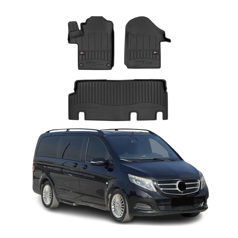 Tappetini Mercedes Vito W447 2014-2025 TPE neri 3 pezzi.