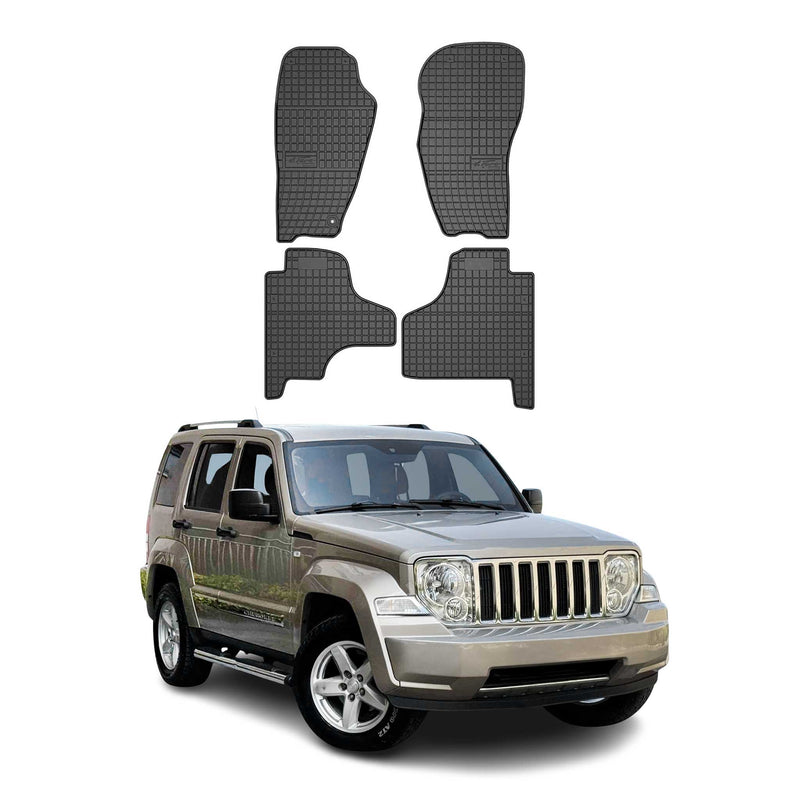 Tappetini in gomma neri per Jeep Cherokee KK 2007-2013, 4 pezzi.