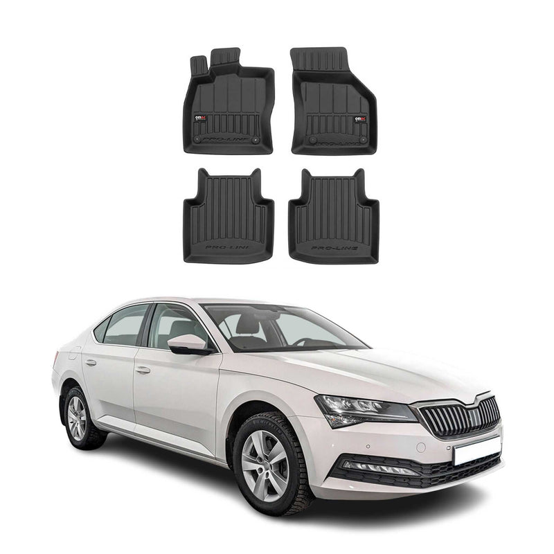 Tappetini in TPE neri per Skoda Superb Station Wagon 2015-2025, 4 pezzi