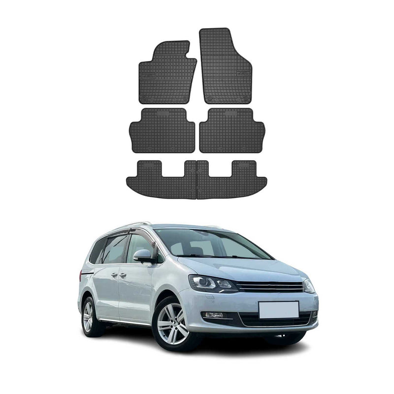 Tappetini in gomma 3D neri per VW Sharan II 2010-2023, 6 pezzi.