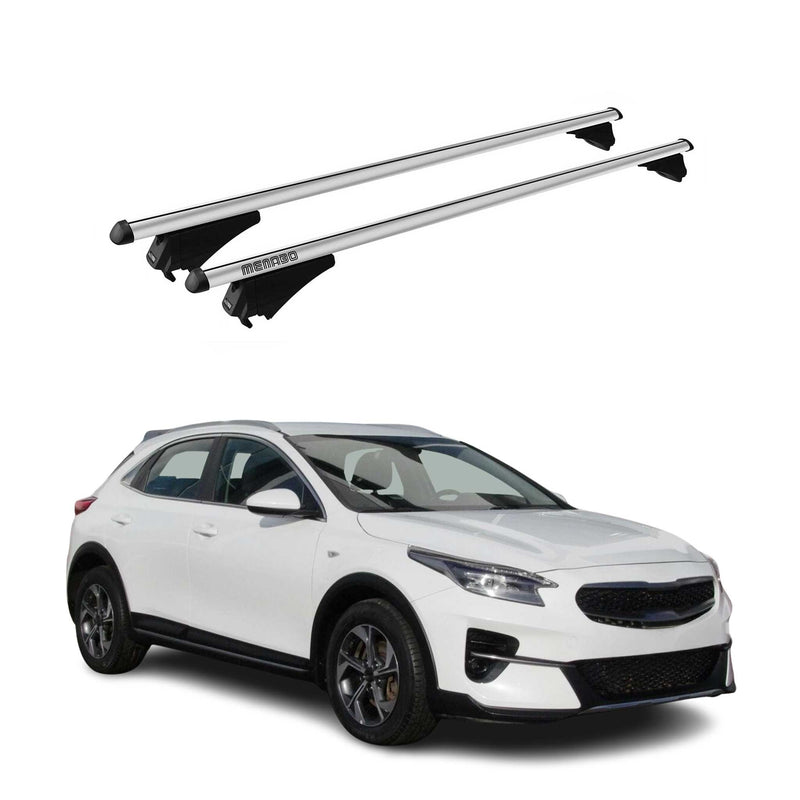Portapacchi Menabo per Kia XCeed 2019-2025 in alluminio argento, 2 pezzi