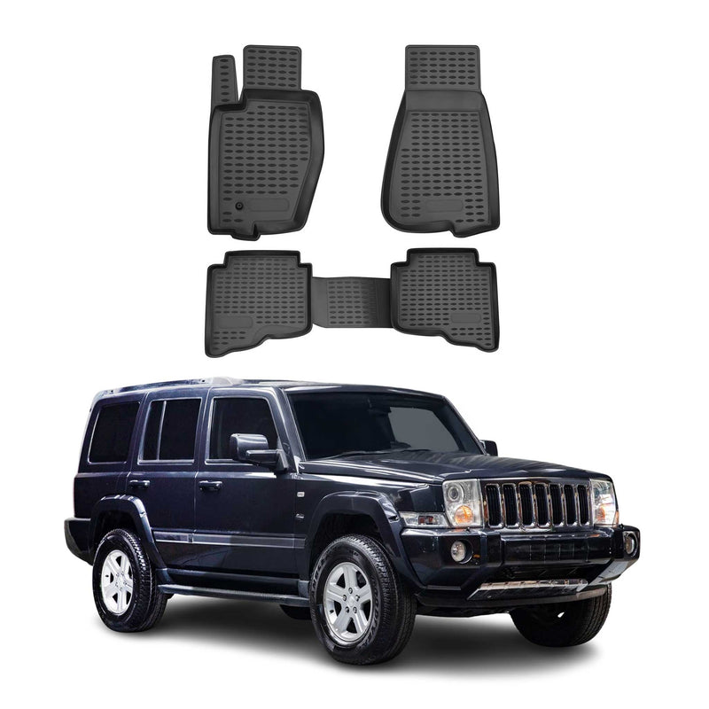 Tappetini Jeep Commander 2005-2011 in TPE nero, 4 pezzi