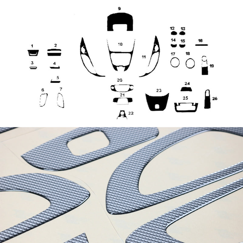 Decorazione interna abitacolo per Ford Tourneo Courier 2014-2018 effetto carbonio 26 pezzi