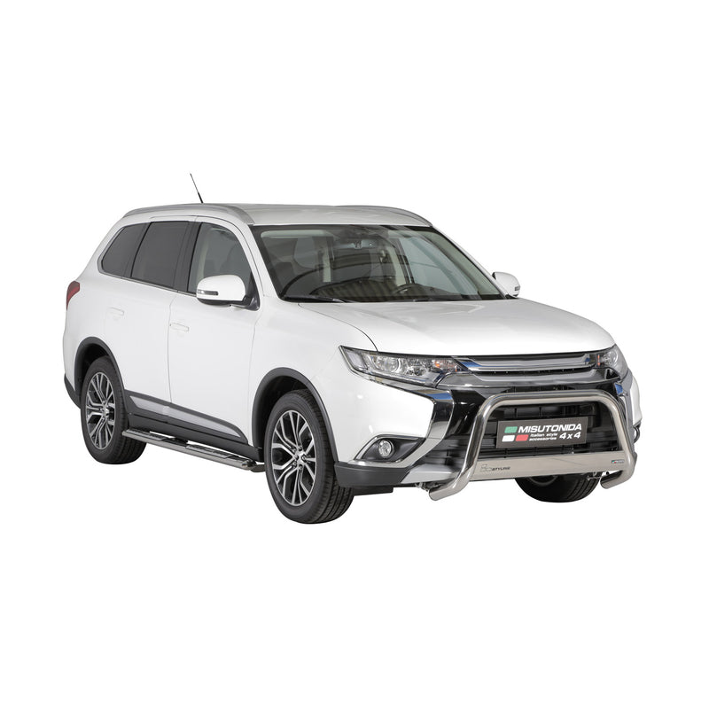 Barre laterali in acciaio per pedane per Mitsubishi Outlander Hybrid 2015-2025 Grigio