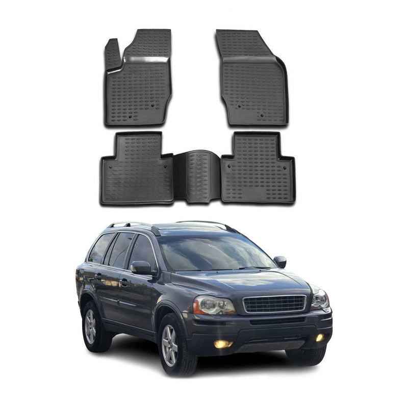 Tappetini per Volvo XC90 2002-2014 in TPE nero, 4 pezzi