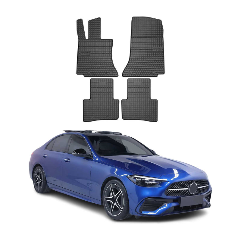 Tappetini in gomma neri per Mercedes Classe C W206 2021-2025, 4 pezzi.