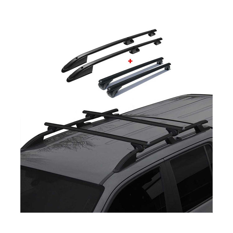Dachträger + Dachreling SET für Dacia Dokker 2012-2021 Aluminium Schwarz 4tlg