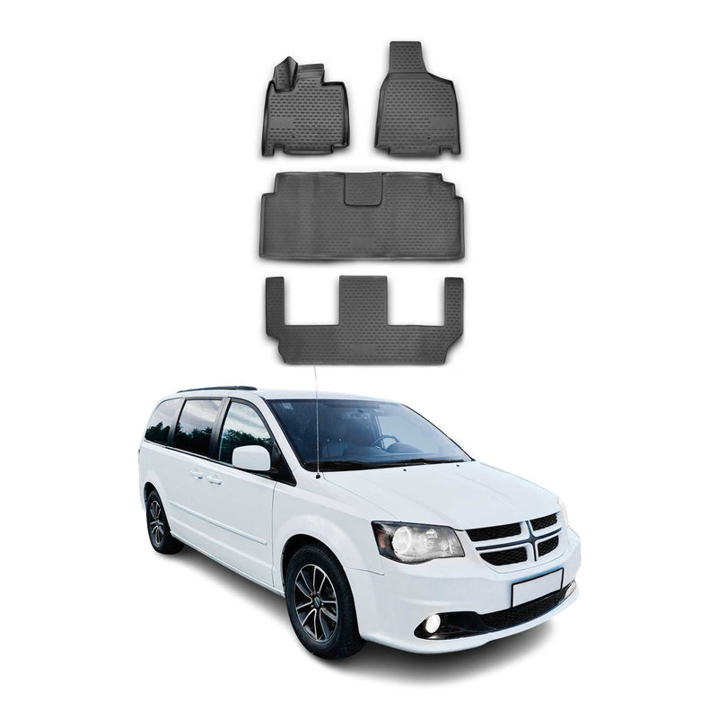 Tappetini in gomma OMAC per Dodge Grand Caravan/Voyager 2008-2020, TPE, neri, 4 pezzi