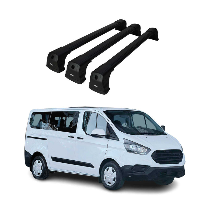 Portapacchi da tetto per Ford Transit Tourneo Custom 2013-2024 Alu Nero 3x