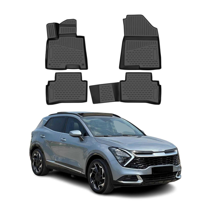 Tappetini Kia Sportage 2022-2025 in TPE nero, 4 pezzi
