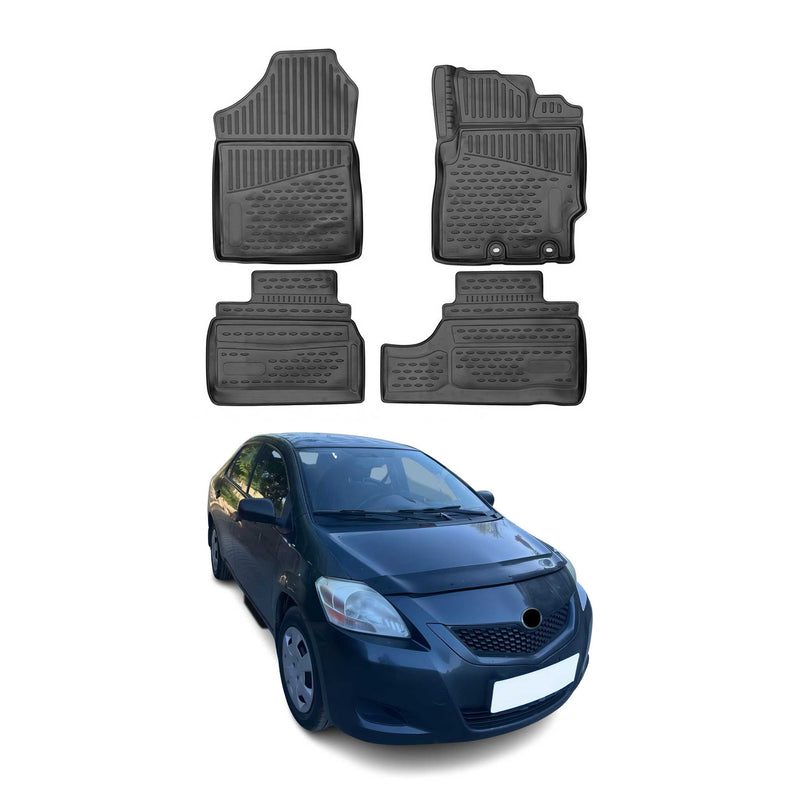 Tappetini in TPE neri per Toyota Yaris 2011-2022, 4 pezzi