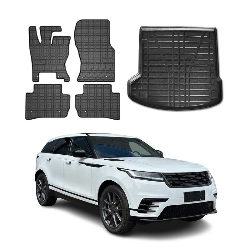 Set di tappetini e vaschetta per bagagliaio per Land Rover Range Rover Velar 2017-2025 in gomma