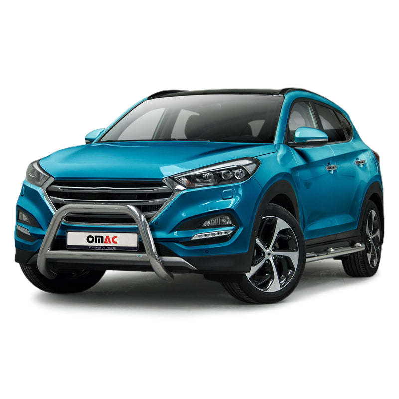 Barra di protezione anteriore per Hyundai Tucson 2015-2020 ABE acciaio argento