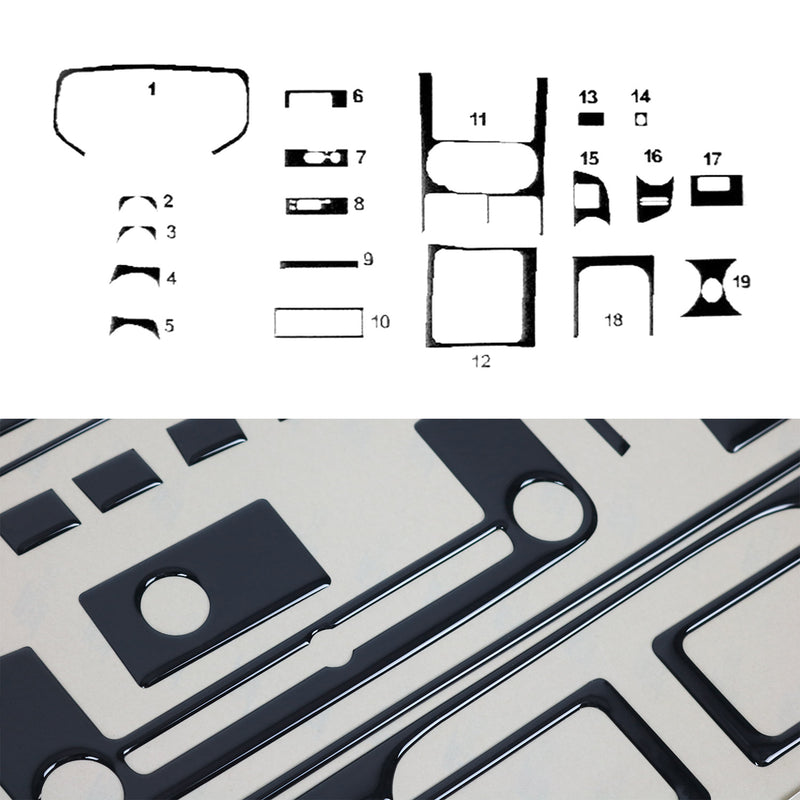 Decorazione interna abitacolo per Isuzu D-Max 2008-2012 look Piano Black 19 pezzi