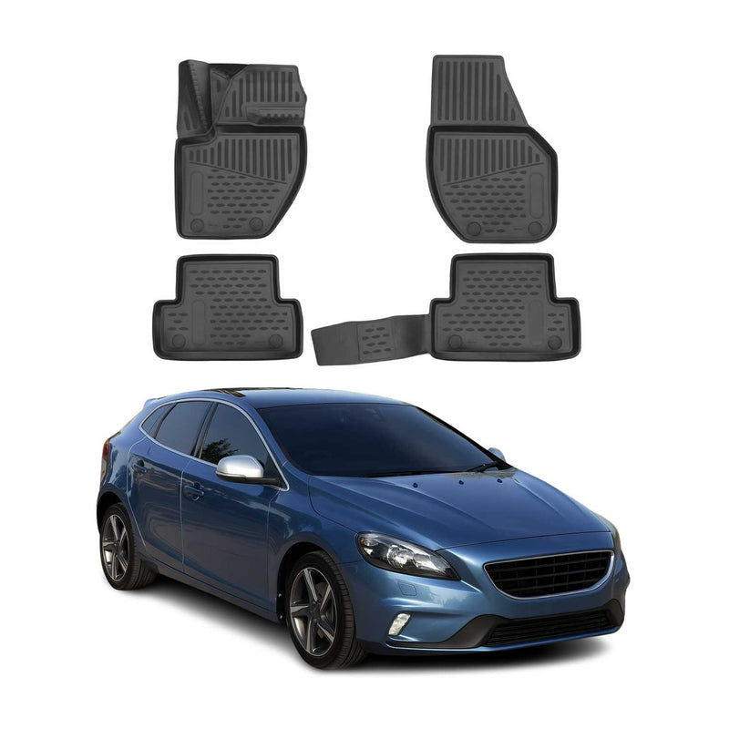Tappetini Volvo V40 2016-2021 in TPE nero, 4 pezzi