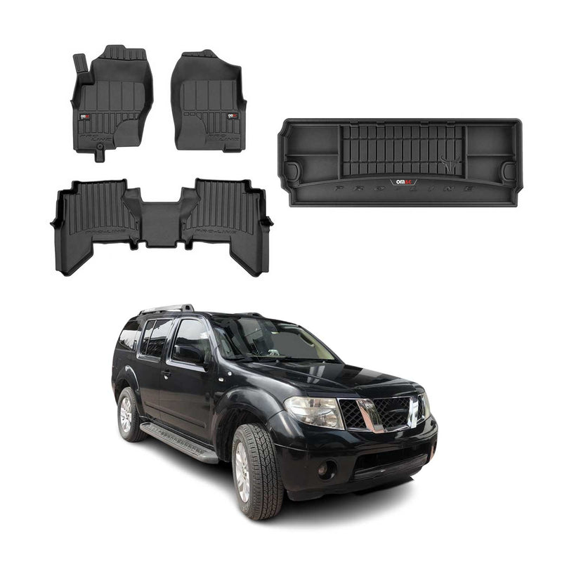 Tappetini e vaschetta per bagagliaio OMAC per Nissan Pathfinder 2004-2013, terza fila, in gomma
