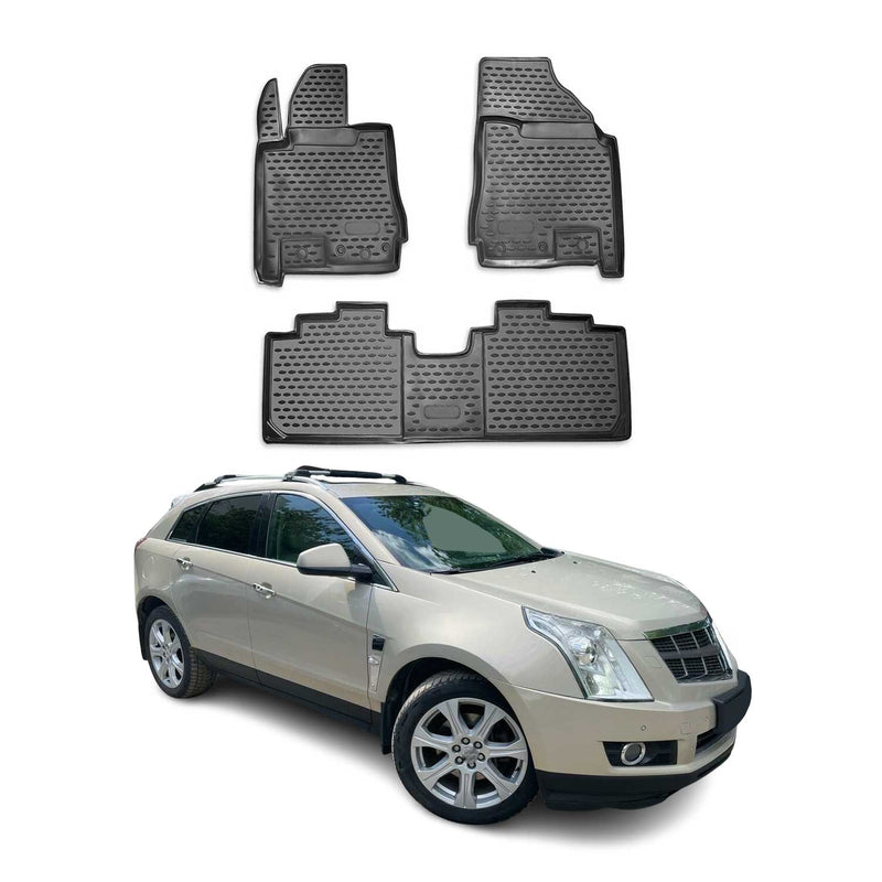 Tappetini Cadillac SRX 2010-2016 in TPE nero, 3 pezzi