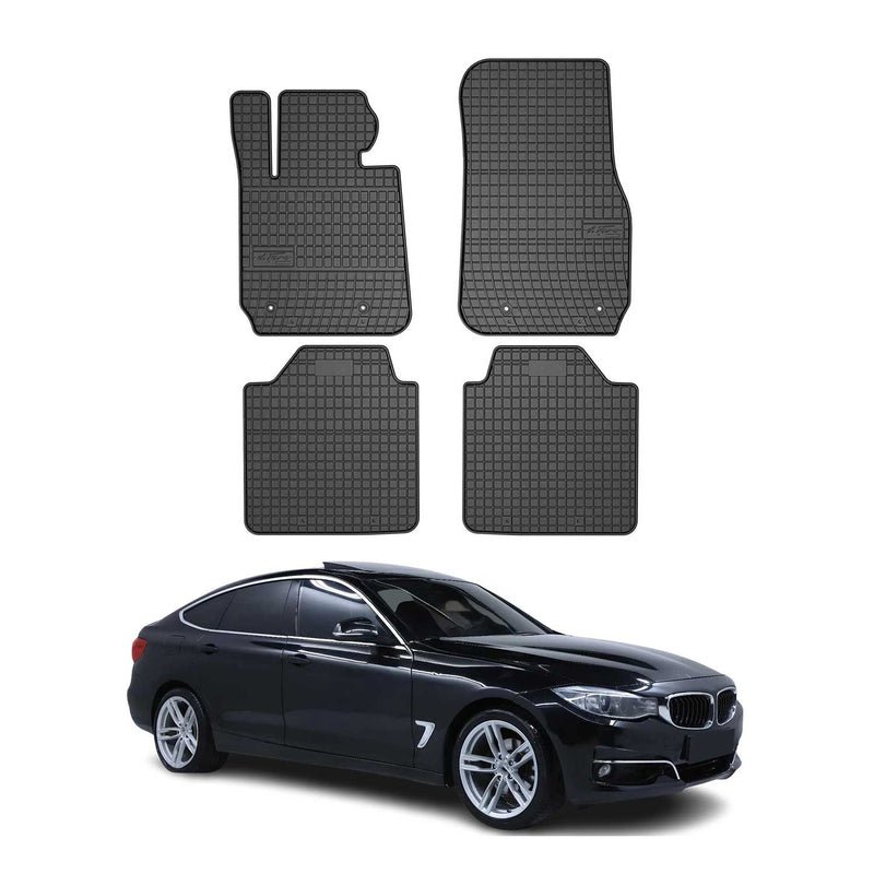 Tappetini in gomma neri per BMW Serie 3 GT F34 2012-2023, 4 pezzi.