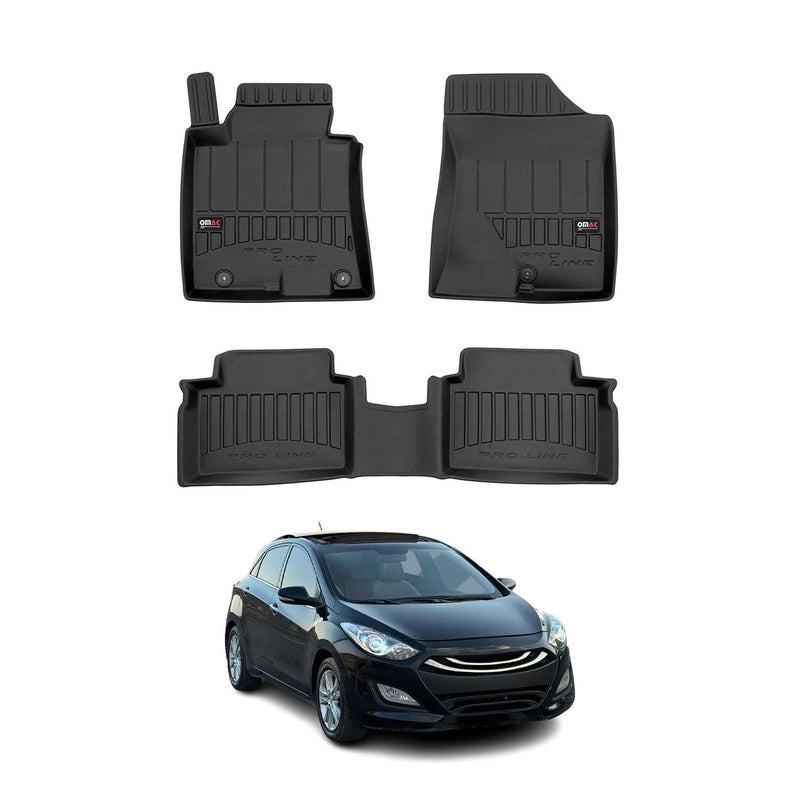 Tappetini Hyundai i30 2011-2017 in TPE nero, 3 pezzi