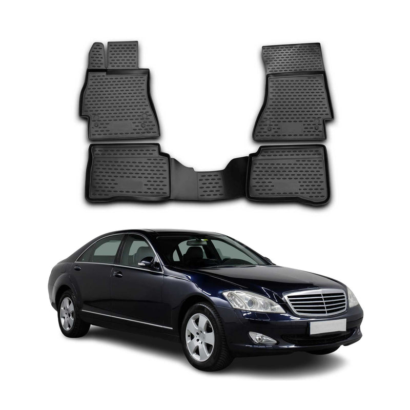 Tappetini in TPE neri per Mercedes Classe S W221 2005-2013, 4 pezzi