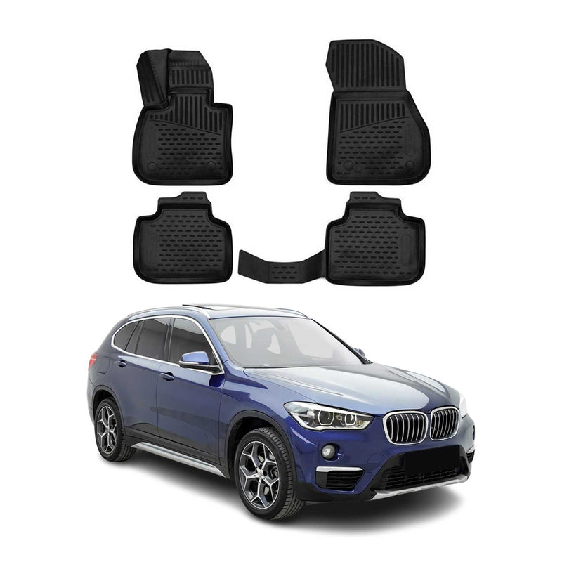 Tappetini BMW X1 F48 2015-2022 in TPE nero, 4 pezzi