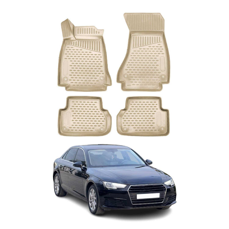 2016-2025 Audi A4 Limo Avant Allroad B9 Fußmatten Gummi Beige 4 tlg
