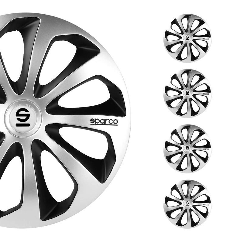 Coprimozzi Sparco 16 pollici Sicilia Argento Nero 4 pezzi