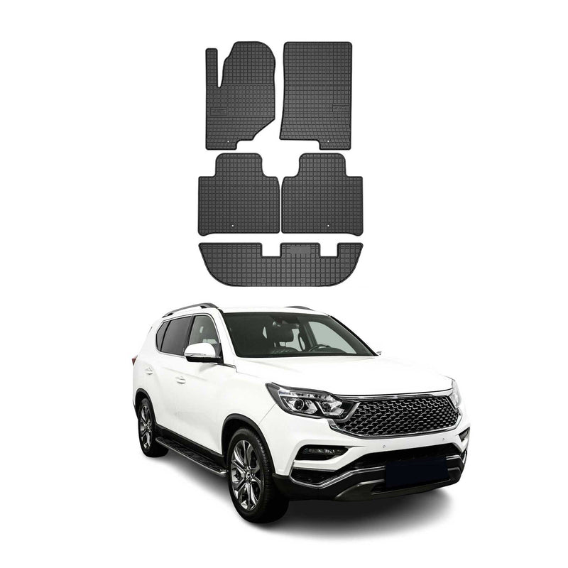 Tappetini in gomma OMAC per Ssangyong Rexton 2017-2025, tappetini auto in gomma neri, 5 pezzi
