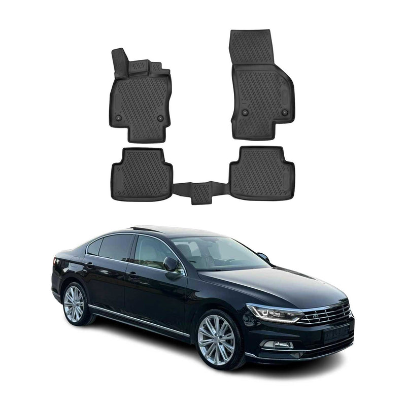 Tappetini VW Passat B8 2014-2025 in TPE nero, 4 pezzi