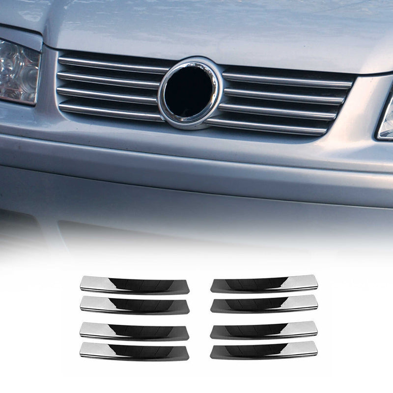 Strisce per griglia radiatore per VW Bora 1998-2005 in acciaio inox argento 8 pezzi